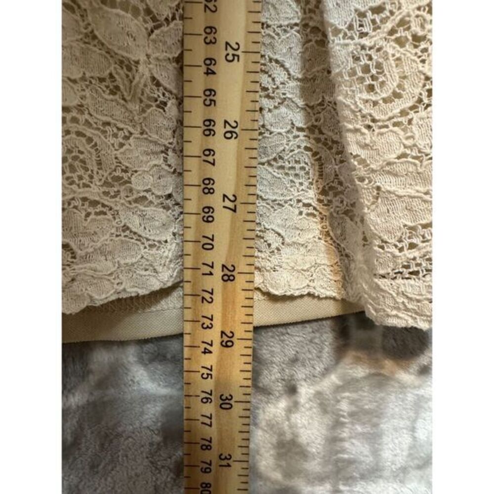 Anthropologie A'reve Sz M Gray Lace Hem Chiffon Tie Sweater Cottagecore Romantic - Picture 6 of 6